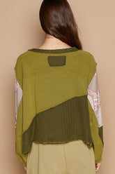 POL Long Sleeve Cut Sew Peace Emblem Top OutfitFlow